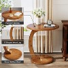 ORRD C-Shaped Round End Table, Retro Boho Side Table with Solid Wood Veneer, Waterproof & Scratch-Resistant Vintage Brown for Sofa & Bedside - 4 of 4