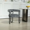 Dining Chair for Sale, Modern Chenille Fabric Upholstered Barrel Dining Chair Side Chair with Three Legs,Kitchen Island Chair-Cuddlewood - 2 of 4