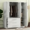 SEVOBAL Armoire Wardrobe Closet Wood Closet Wardrobe Armoire Cabinet Organizer Freestanding Clothes Storage Cabinet Bedroom, Gray, 131.4"*66"*19.1" - 2 of 4