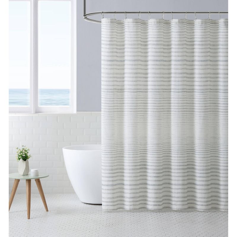 Tommy Bahama Tidal Stripe Cotton Blend  - Shower Curtain  Beige- 72" X 72", 1 of 3