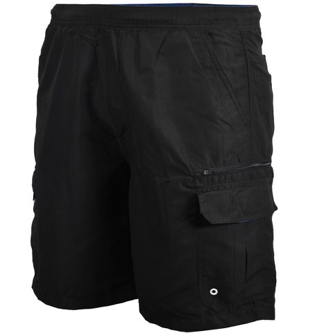 Falcon Bay Men's Rick's Cafe Cargo Pocket Solid Swim Trunk | Black Medium