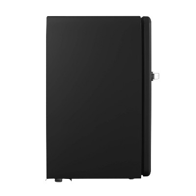Black Retro Compact Refrigerator with Silver Handle, 3.2 Cu. Ft.