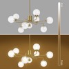 PAKOKULA Modern 9-Light Gold Branch Sputnik Chandelier with Clear Globe Glass Shades for Living Room - 4 of 4