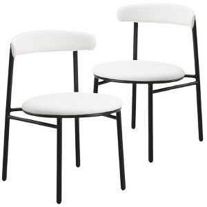 LeisureMod Dining Chair Upholstered in Polyester with Steel Legs Lume Series Set of 2 - 1 of 4