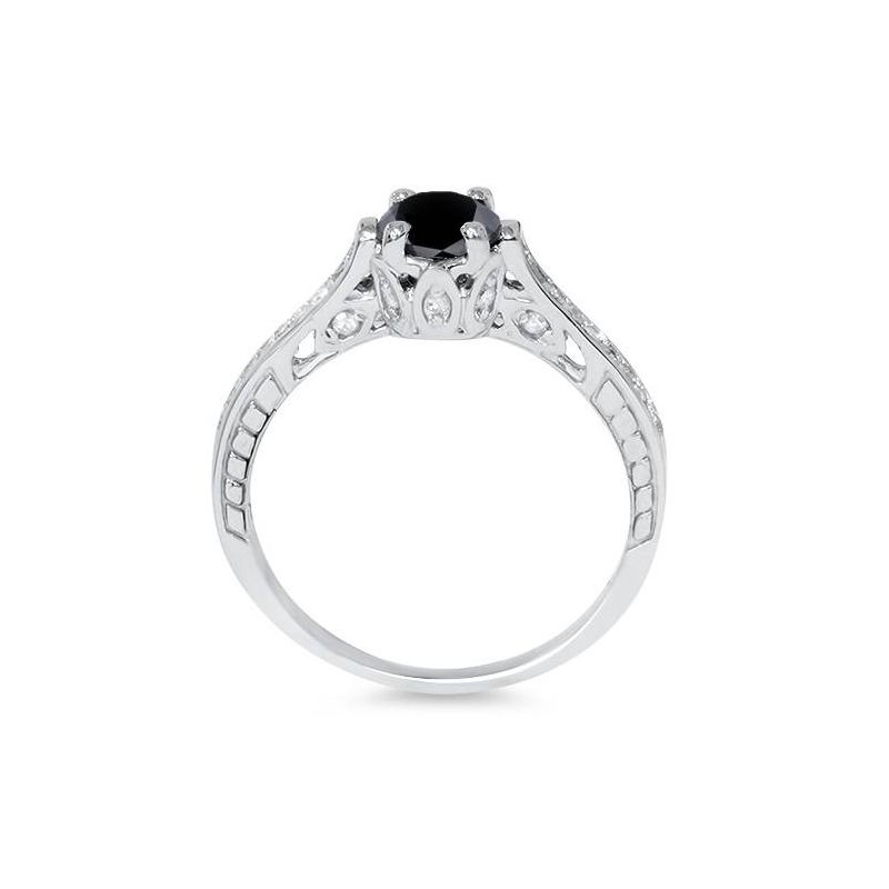 Pompeii3 1 1/4ct Vintage Black Diamond Engagement Ring 14K White Gold, 2 of 6