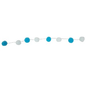 Northlight 9' Blue and White Plush Snowball Christmas Garland - 1 of 4