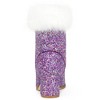 BLISSFUL STEP Women's Faux Fur Glitter Square Toe Chunky Heel Ankle Boots - 4 of 4