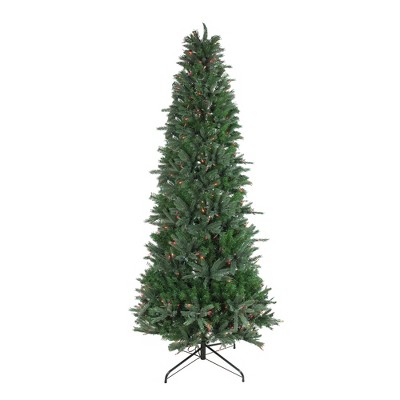 Vickerman 7.5' Prelit Artificial Christmas Tree Slim Vermont Fir Instant Shape - Multicolor Lights