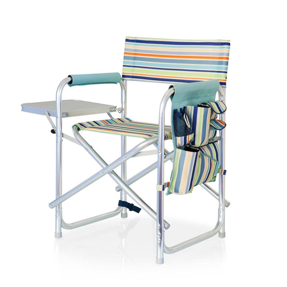 Photos - Garden Furniture Picnic Time Sports Chair with Table and Pockets - Stripes