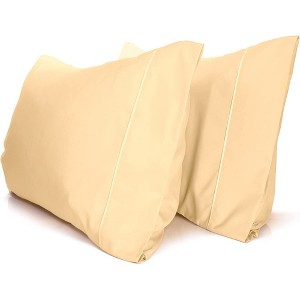 LuxClub 2 PC Performance Microfiber Solid Pillowcase Set - 1 of 3