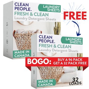 Clean People Laundry Detergent Sheets - Laundry Soap - Ultra Concentrated, Recyclable Packaging, Stain Fighting - 1 of 4