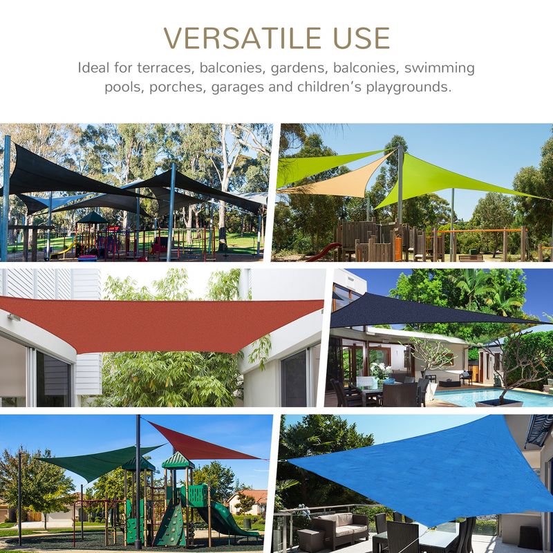 Outsunny 20' x 13' Rectangle Sun Shade Sail Canopy Outdoor Shade Sail Cloth for Patio Deck Yard with D-Rings and Nylon Rope Included, 5 of 8