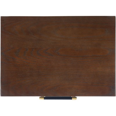 Justice Walnut & Black 2 Drawer Nightstand with Brass Accents