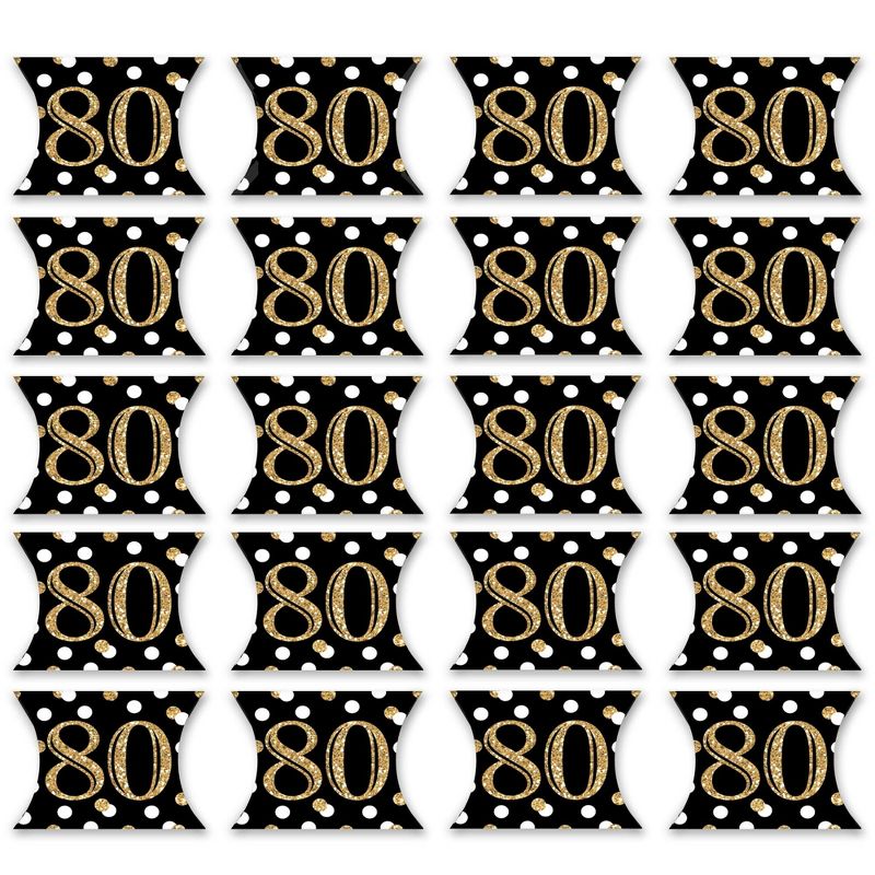 Big Dot of Happiness Adult 80th Birthday - Gold - Favor Gift Boxes - Birthday Party Petite Pillow Boxes - Set of 20, 5 of 9