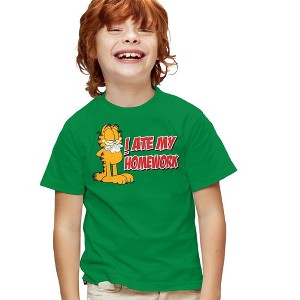 Boys' Garfield I Ate My Homework T-Shirt Kelly Green Large - 1 of 4