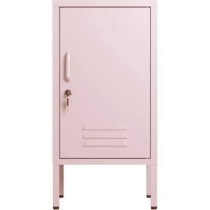 homfan Modern Metal End Side Table,Single Door Lockable Metal End Table with 2 Adjustable Shelf,Anti-Tilt Design,Multifunctional Home Cabinet - 1 of 4