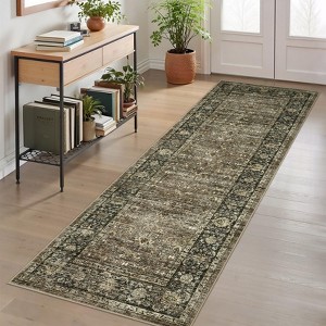 Vintage  Area Rug for Living Room Bedroom Non-Slip Low Pile Machine Washable Rug - 1 of 4