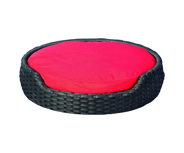 Dog-Life Wicker Oval Dog Bed - Brown/Pink