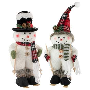 Northlight Set of 2 Winter Skiing Snowmen Christmas Table Top Decorations