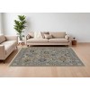 Gray and Brown Wool Oriental Hand Knotted Area Rug With Fringe - 2 of 4