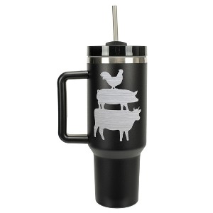 Elanze Designs Stacked Farm Animals Chicken Pig Cow 40 oz. Stainless Steel, Large Water Bottle Coffee Mug, Spill & Leak Resistant, Thermal Travel - 1 of 1