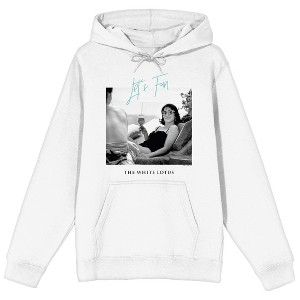 White Lotus Black & White Lucia Greco Screenshot Long Sleeve White Adult Hooded Sweatshirt - 1 of 3