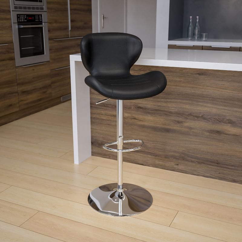 Flash Furniture Contemporary Adjustable Height Barstool with Curved Back and Chrome Base, 3 of 13