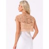 INSPIRE CHIC Women's Elegant Short Sleeve Sheer Floral Lace Shrug - 4 of 4