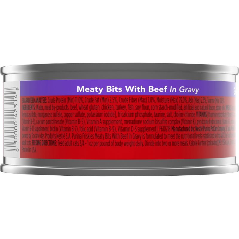 Purina Friskies Meaty Bits with Beef In Gravy Wet Cat Food - 5.5oz, 3 of 6
