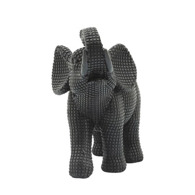 7" Black Resin Elephant Figurine with Textured Finish