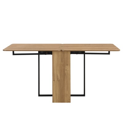 Gulches 5-Piece Extendable Dining Set, 31.5"-63" Foldable Table with Storage Rack & 4 PU Leather Chairs, Black for Small Spaces