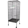 Large Steel Bird Cage with Stand, Antique Gray Flight Cage for Parrots & Lovebirds, Includes Plastic Feeder & Slide-Out Tray, Easy Mobility - 4 of 4