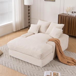 Modern Convertible Chaise Lounge Sofa with Washable Pillows and Wide Armrests for Living Room Comfort -3irtyhousy - 1 of 4