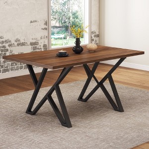 Vynxaria Indoor Dining Table, Walnut Finish with Metal Legs, Stylish for Home Dining Spaces - 1 of 4