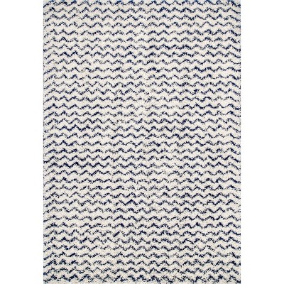 Dimora Navy Shag 9'x12' Synthetic Handmade Area Rug