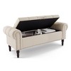 Arceso Storage Bench,50” Queen Linen Tufted Button End of Bed Bench, Upholstered Bedroom Bench,Ottoman Bench for End of Bed Living Room, Entryway - 2 of 4
