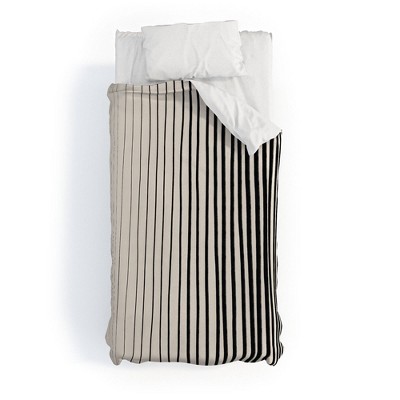 Twin/Twin XL Alisa Galitsyna Vertical Lines Duvet Set Black - Deny Designs