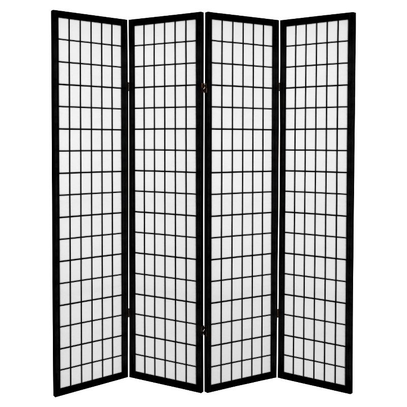 6 ft. Tall Canvas Window Pane Room Divider - Black (4 Panels), 1 of 5