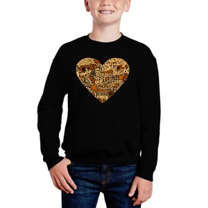 LA Pop Art Thanksgiving Heart - Boy's Word Art Crewneck Sweatshirt - 1 of 4