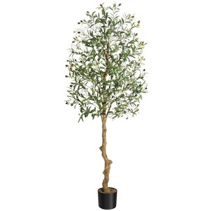 Jojoka Artificial Olive Tree, Tall Faux Potted Olive Plant with Realistic Fruits and Branches for Indoor Home Office Living Room Decor - 1 of 4