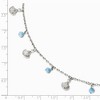 Black Bow Jewelry Sterling Silver Turquoise Bead And Sea Shell Dangle Anklet, 9-10 Inch - 2 of 4