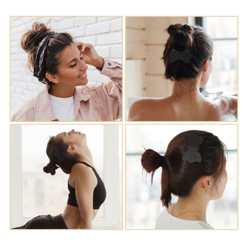 Unique Bargains Women's Hair Fixed Bow Shape Magic Paste Black 2 Pcs, 5 of 8