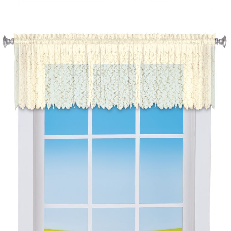 Collections Etc Sheer Splendor Rod Pocket Embroidered Window Valance, 1 of 4