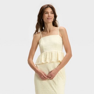 Women's Peplum Tank Top - A New Day™ White - 1 of 3