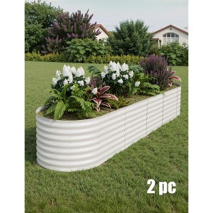 2 Pack Steel Raised Garden Bed 8x2x2ft,Metal Deep Root Planter Box for Vegetables Flowers Herbs,Large Oven Garden Planting Bed,Easy Assembly,beige - 1 of 4