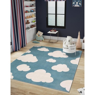 Unique Loom Whimsy Kids Clouds Washable Indoor Woven Area Rug