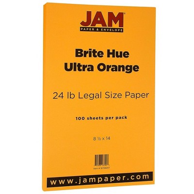 JAM Paper Legal Colored 24lb Paper 8.5 x 14 Ultra Orange 100 Sheets/Pack 16728247