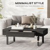 HOMCOM Mid-century Modern Coffee Table with Storage Drawer, Metal Sled Designed Legs and Wood Grain Surface for Living Room, Dark Grey - 3 of 4