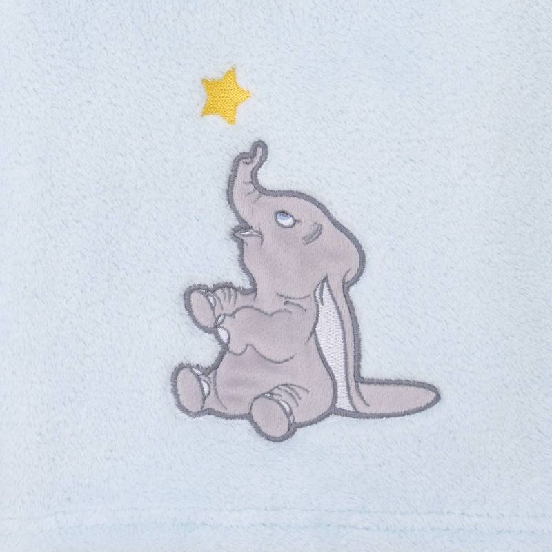 Disney Dumbo Shine Bright Little Star Super Soft Baby Blanket with Applique - Aqua/Gray/Yellow, 4 of 5