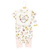 Hudson Baby Infant Girl Cotton Bodysuit, Pant and Bib Set, Soft Painted Floral - 2 of 4